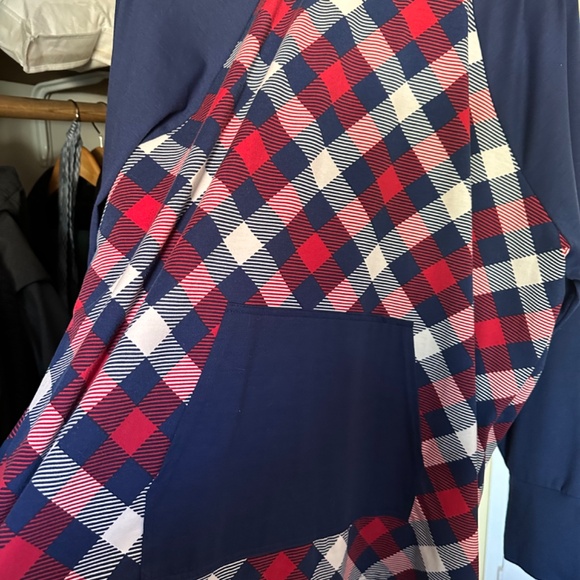 Amber Lularoe lightweight hoodie hooded sweatshirt plaid tartan cute plus size - Picture 3 of 5